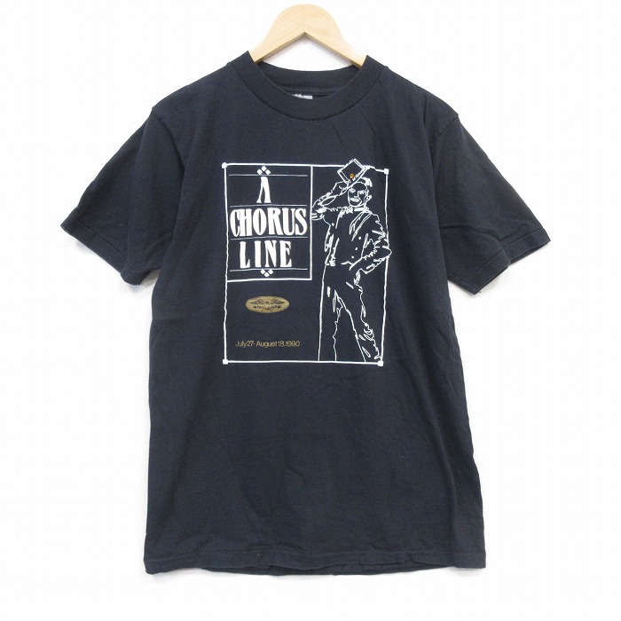 オニータ 90s 半袖Tシャツ コーラスライン ブラック メンズM相当 | 古着