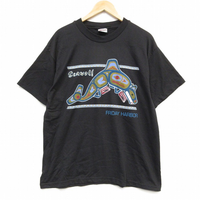 ヘインズ 00s 半袖Tシャツ シャチ ブラック メンズXL相当 | 古着