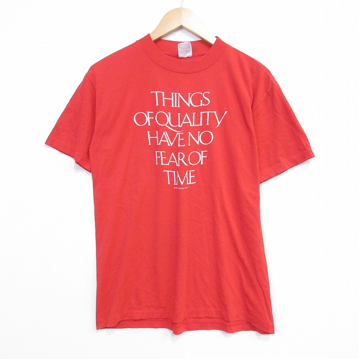 80s 半袖Tシャツ THINGS レッド メンズM相当 | 古着