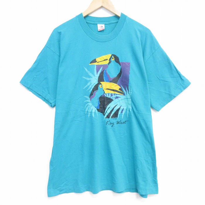 フルーツオブザルーム 90s 半袖Tシャツ 鳥 グリーン メンズXL相当 | 古着