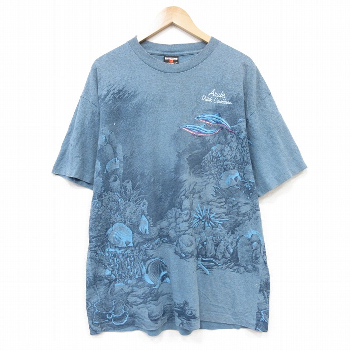 SIGNAL 90s 半袖Tシャツ 海 ブルー メンズXL相当 | 古着