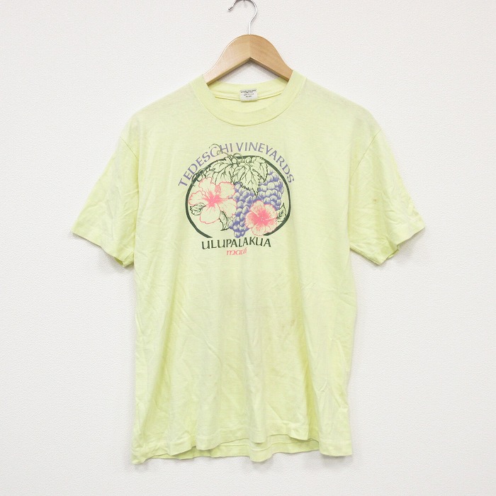 80s 半袖Tシャツ 花 イエロー メンズM相当 | 古着