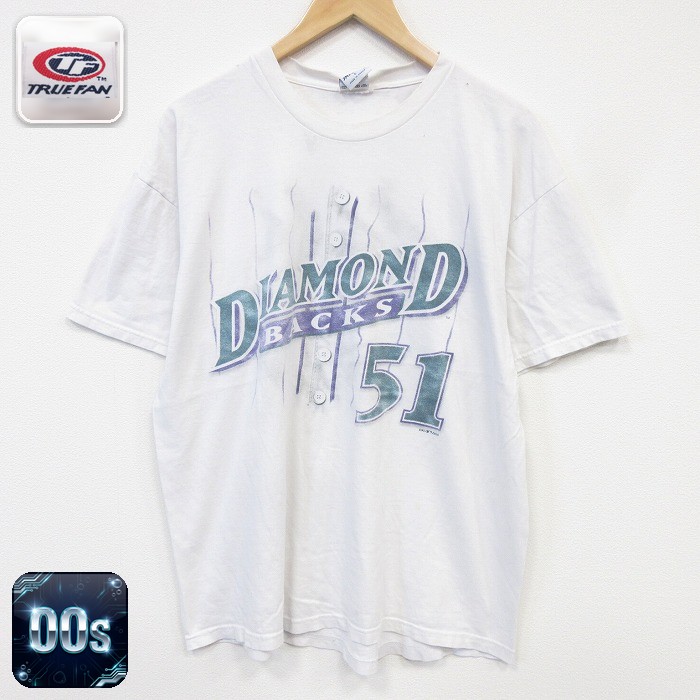 アリゾナダイヤモンドバックス 00s 半袖Tシャツ ランディジョンソン51プリント ホワイト メンズXL相当 | 古着