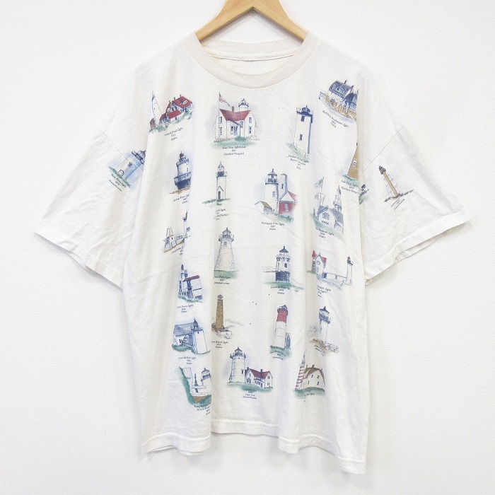 90s 半袖Tシャツ 灯台 ベージュ メンズXL相当 | 古着