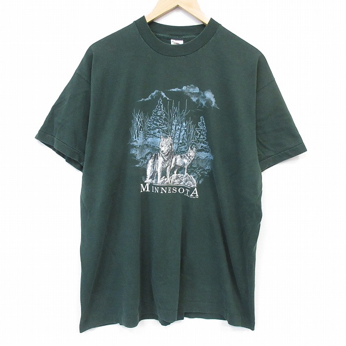 フルーツオブザルーム 90s 半袖Tシャツ ミネソタ グリーン メンズXL相当 | 古着