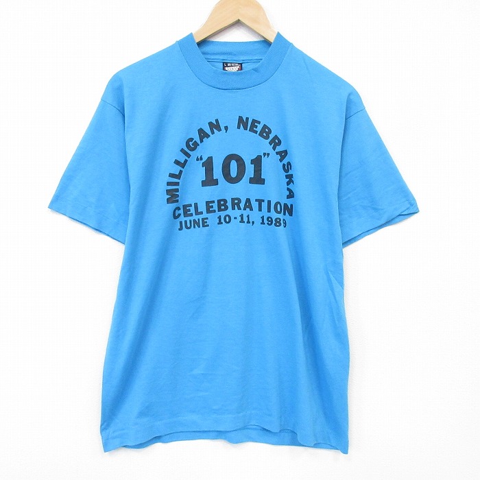 スクリーンスターズ 80s 半袖Tシャツ ネブラスカ ライトブルー メンズL相当 | 古着