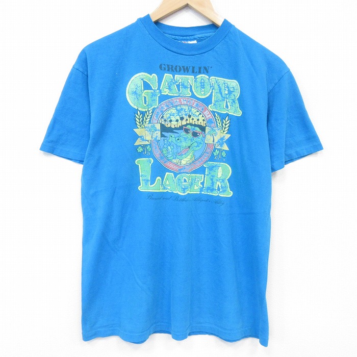 ヘインズ 80s 半袖Tシャツ ワニ ブルー メンズL相当 | 古着