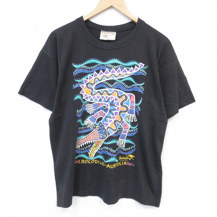 90s 半袖Tシャツ ワニ ブラック メンズL相当 | 古着