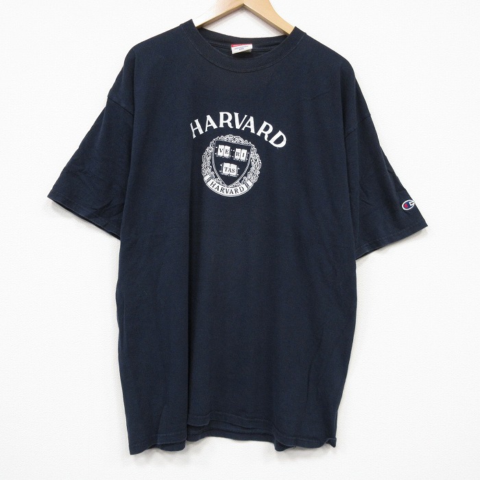 チャンピオン 00s 半袖Tシャツ ハーバード ネイビー メンズXL相当 | 古着