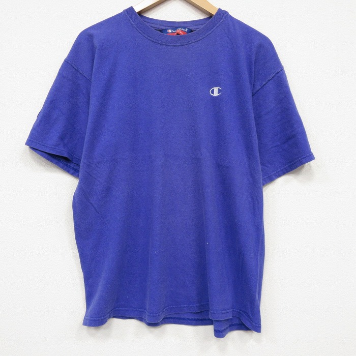チャンピオン 00s 半袖Tシャツ ワンポイントロゴ パープル メンズL相当 | 古着