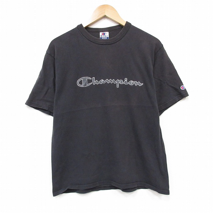 チャンピオン 90s 半袖Tシャツ ビッグロゴ ブラック メンズM相当 | 古着