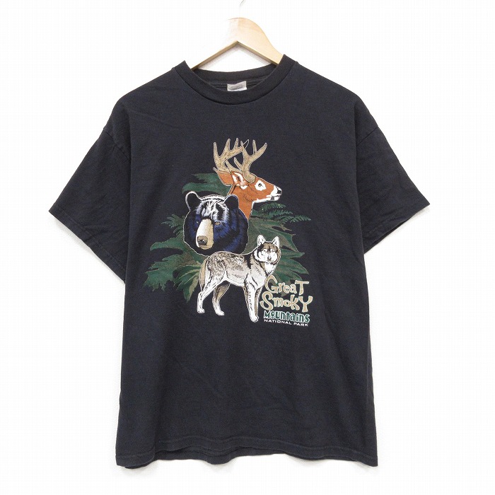 00s 半袖Tシャツ グレートスモーキ国立公園 ブラック メンズL相当 | 古着