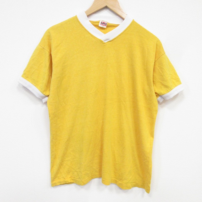 70s 半袖Tシャツ 無地 イエロー メンズL相当 | 古着