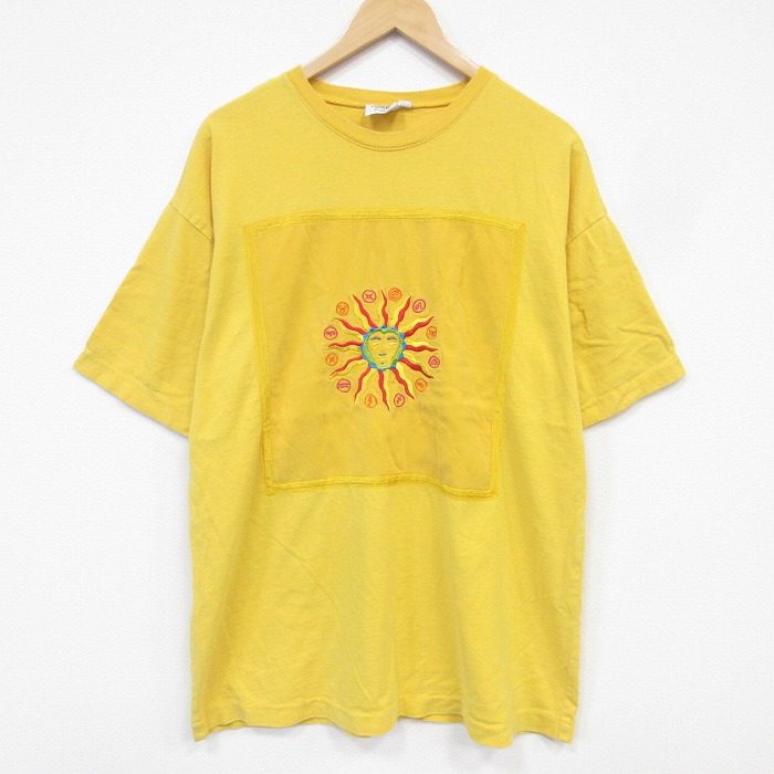 90s 半袖Tシャツ 太陽 イエロー メンズXL相当 | 古着