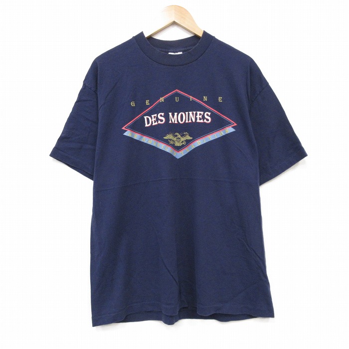 80s 半袖Tシャツ DES ネイビー メンズXL相当 | 古着