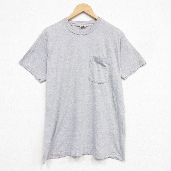 フルーツオブザルーム 90s 半袖Tシャツ 胸ポケット グレー メンズXL相当 | 古着