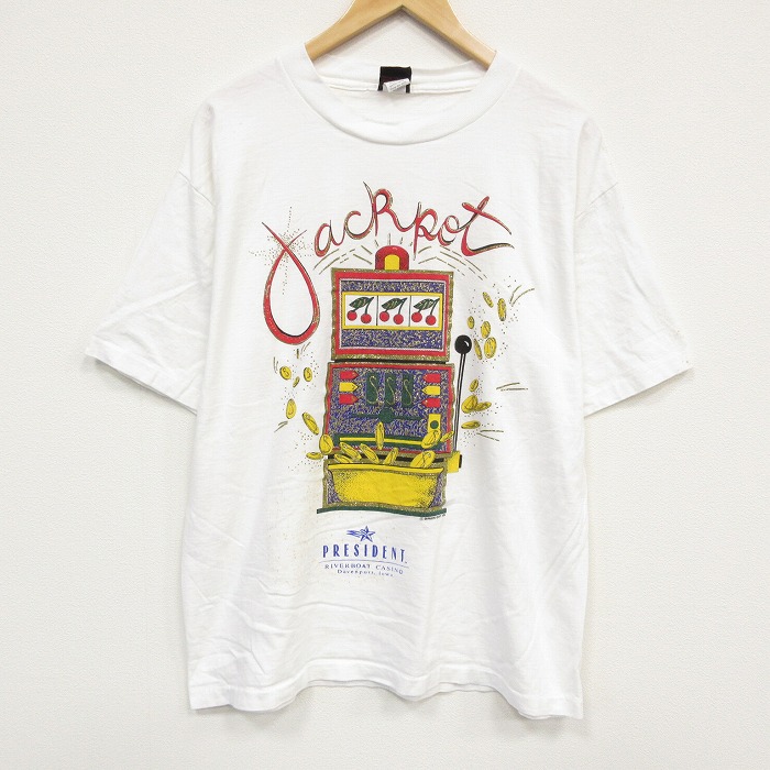 90s 半袖Tシャツ ジャックポット ホワイト メンズXL相当 | 古着
