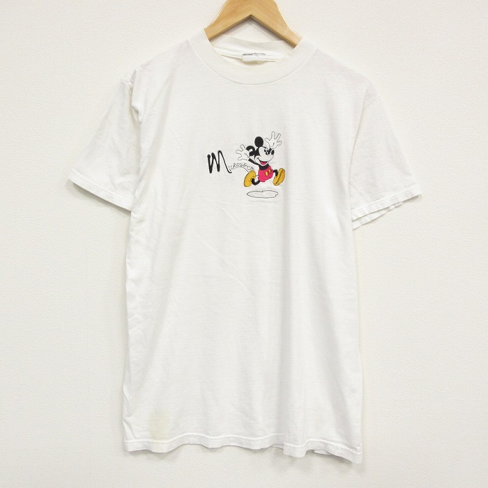 ディズニー 00s 半袖Tシャツ ミッキー刺繍 ホワイト メンズL相当 | 古着