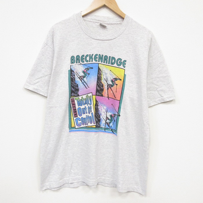 90s 半袖Tシャツ スキー グレー メンズXL相当 | 古着