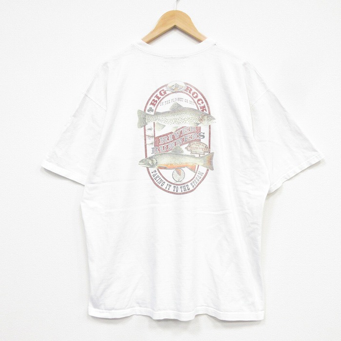 00s 半袖Tシャツ 魚 ホワイト メンズXL相当 | 古着