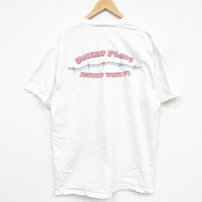 ヘインズ 00s 半袖Tシャツ 有刺繍線 ホワイト メンズXL相当 | 古着