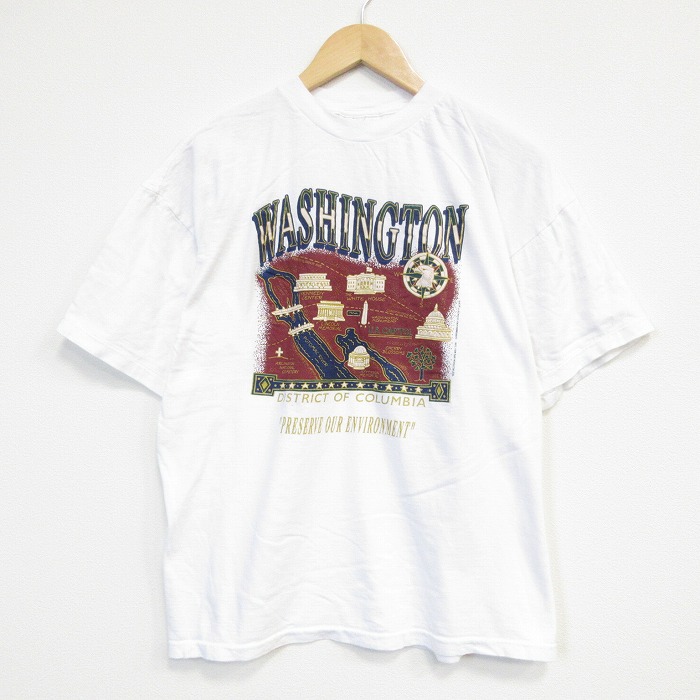 90s 半袖Tシャツ ワシントン ホワイト メンズXL相当 | 古着