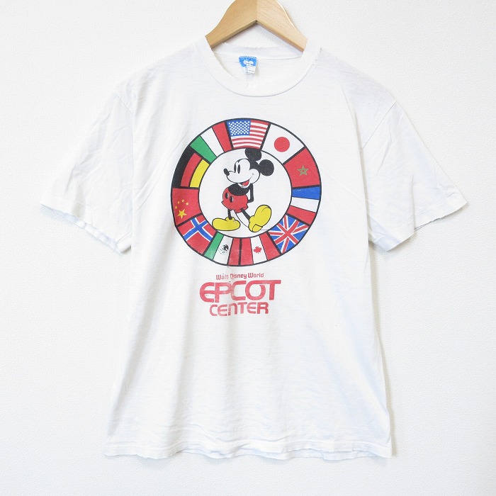 ディズニー 80s 半袖Tシャツ ミッキー ホワイト メンズM相当 | 古着