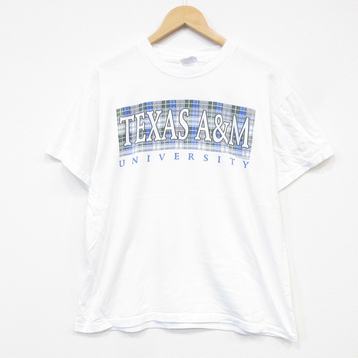 ヘインズ 90s 半袖Tシャツ テキサスA&Mカレッジ ホワイト メンズL相当 | 古着