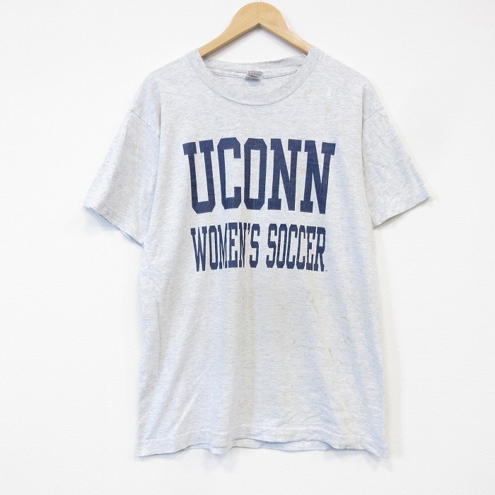 フルーツオブザルーム 90s 半袖Tシャツ UCONN 霜降りグレー メンズL相当 | 古着