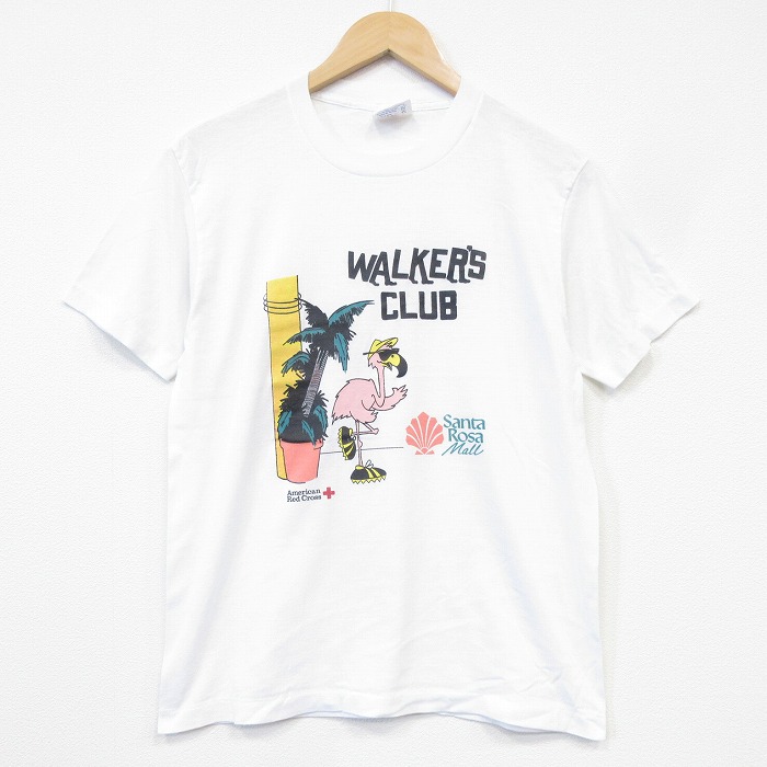 80s 半袖Tシャツ フラミンゴ ホワイト メンズM相当 | 古着