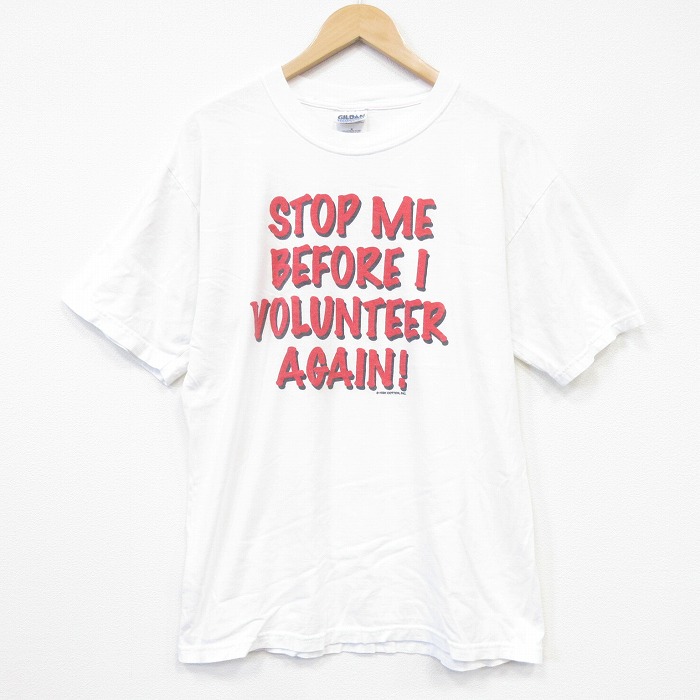 00s 半袖Tシャツ メッセージ ホワイト メンズL相当 | 古着