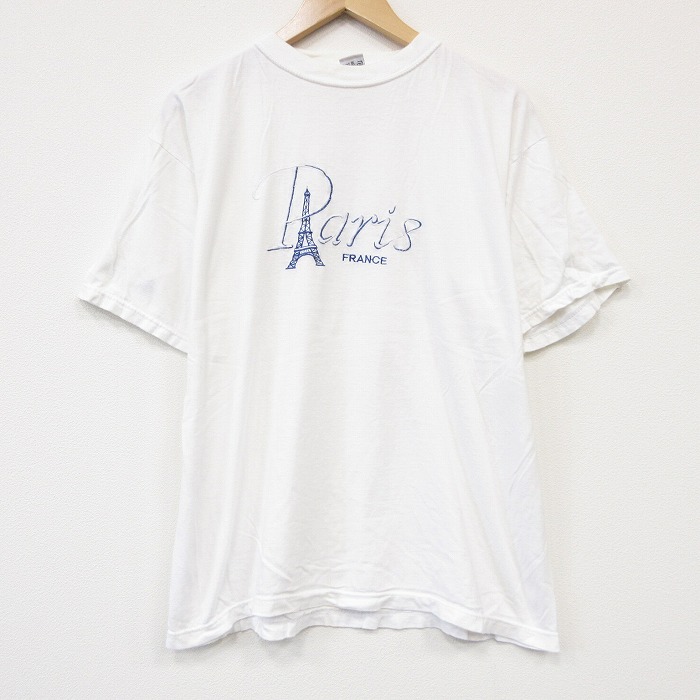 00s 半袖Tシャツ パリ ホワイト メンズXL相当 | 古着