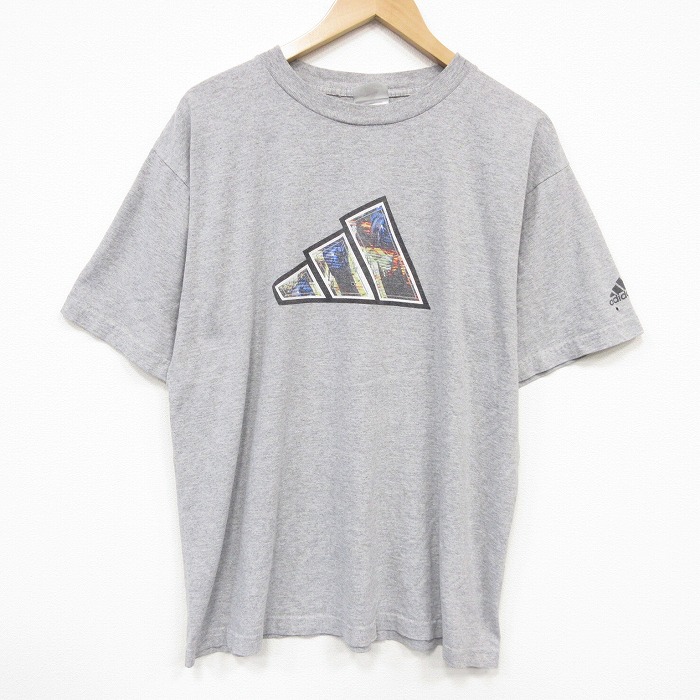 アディダス 00s 半袖Tシャツ ビッグロゴ グレー メンズXL相当 | 古着