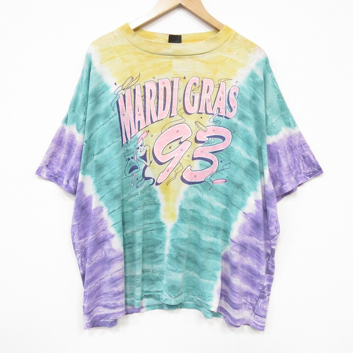 90s 半袖Tシャツ マルディグラ グリーンタイダイ メンズXL相当 | 古着