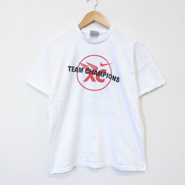 M★古着 ナイキ NIKE 半袖 ビンテージ Tシャツ メンズ 00年代 00s チームチャンピオン コットン クルーネック ホワイト 26jul27