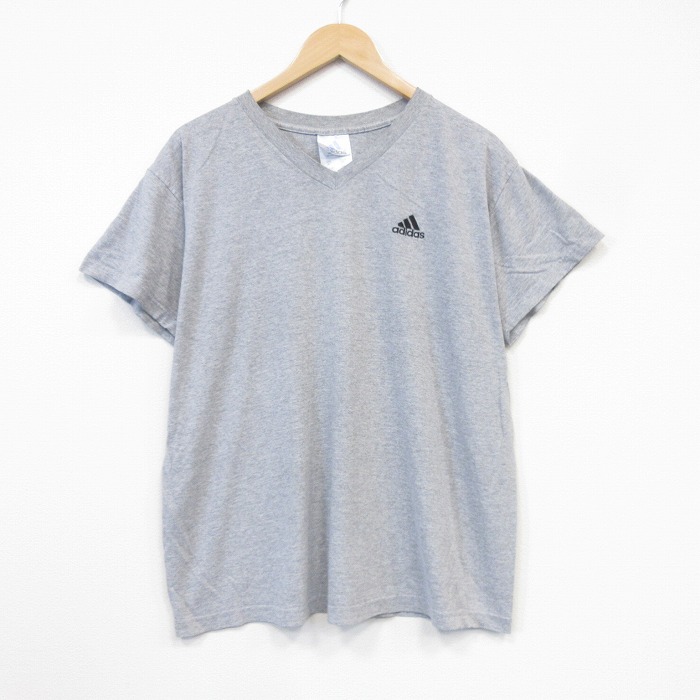 アディダス 90s 半袖Tシャツ ワンポイントロゴ グレー メンズXL相当 | 古着