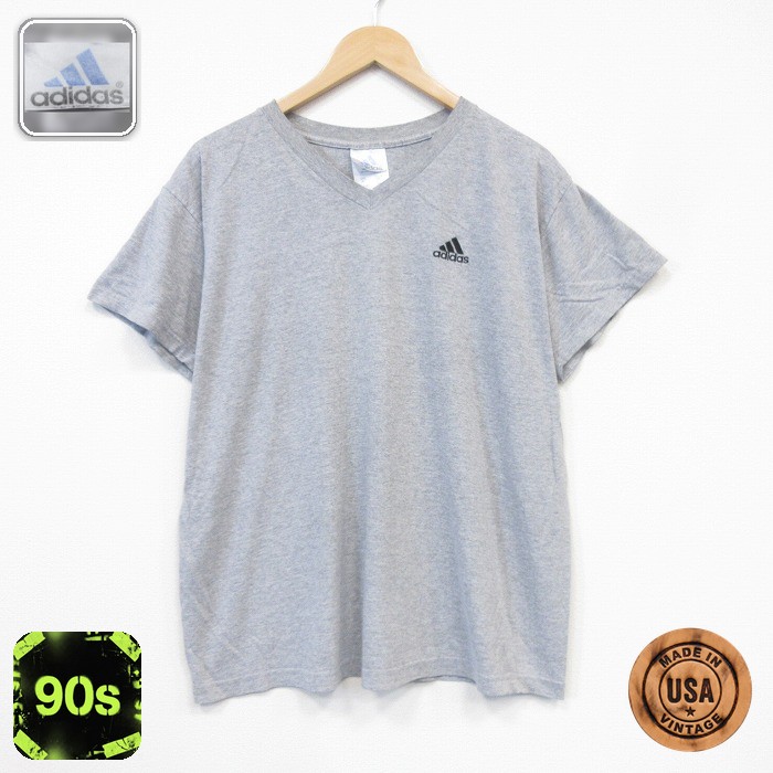アディダス 90s 半袖Tシャツ ワンポイントロゴ グレー メンズXL相当 | 古着