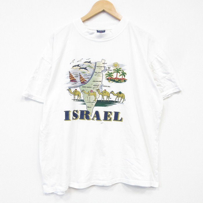 00s 半袖Tシャツ イスラエル ホワイト メンズXL相当 | 古着