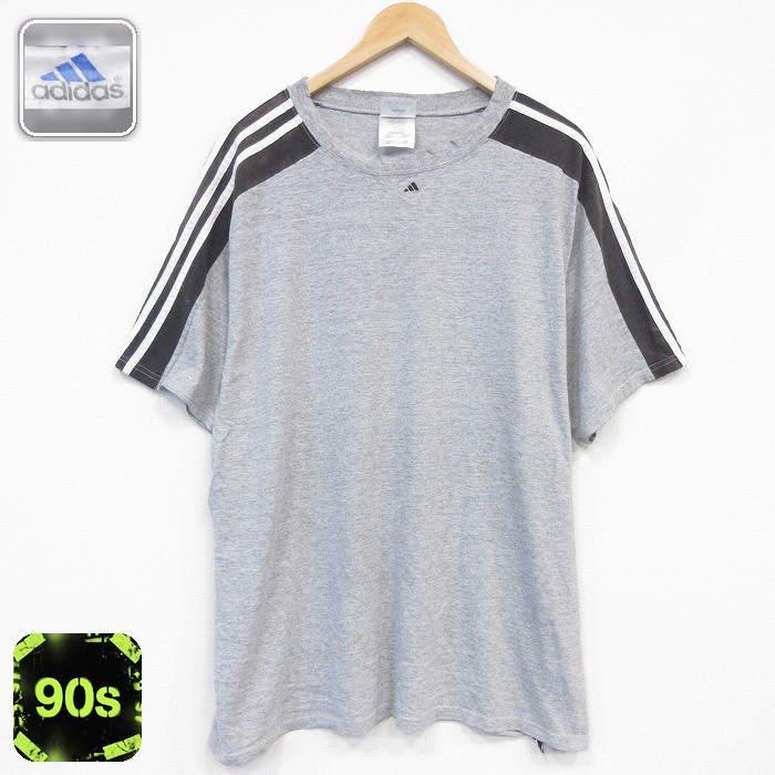 アディダス 90s 半袖Tシャツ ワンポイントロゴ グレー メンズXL相当 | 古着
