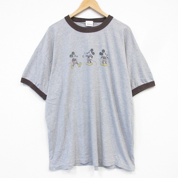 00s 半袖Tシャツ ディズニー ミッキー グレー メンズXL相当 | 古着