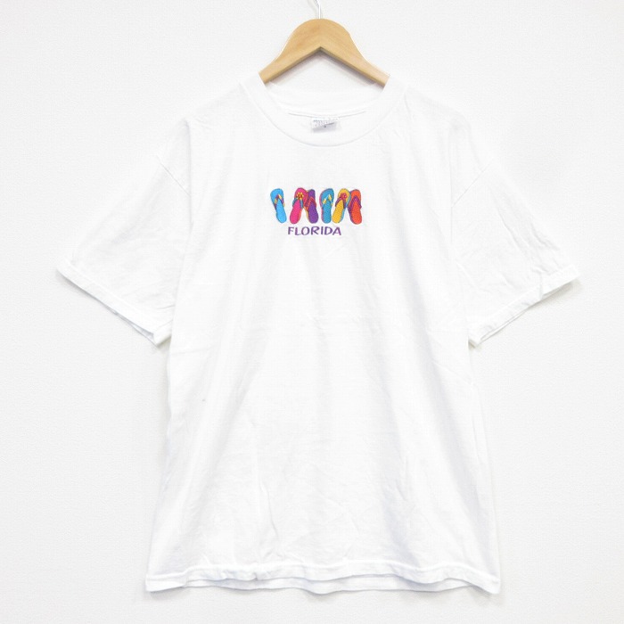 00s 半袖Tシャツ フロリダ刺繍 ホワイト メンズL相当 | 古着