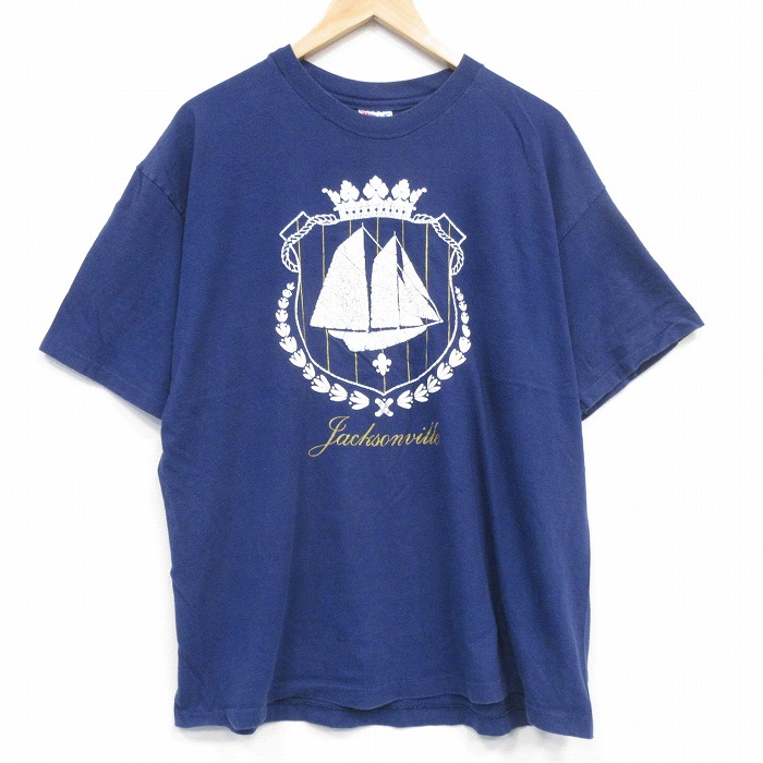 ヘインズ 90s 半袖Tシャツ ヨット ネイビー メンズXL相当 | 古着