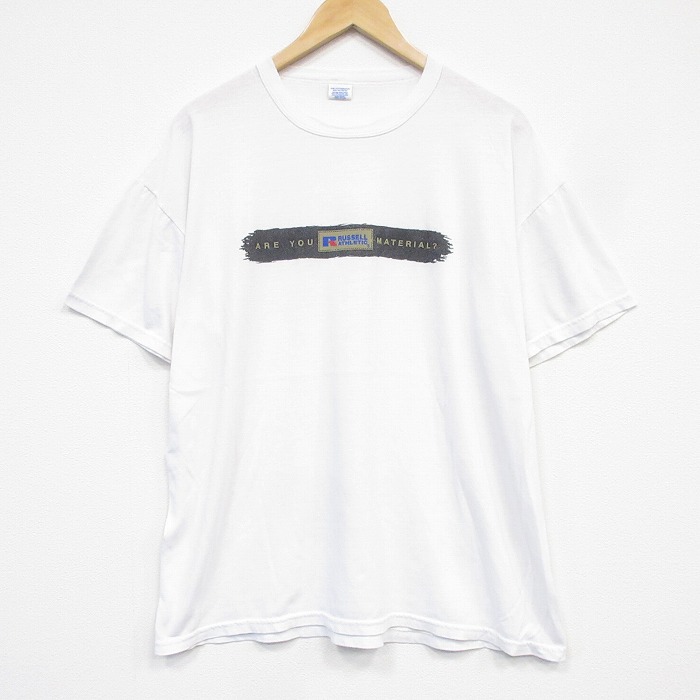 ラッセル 00s 半袖Tシャツ ワンポイントロゴ ホワイト メンズXL相当 | 古着