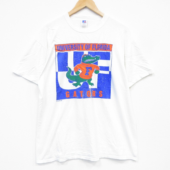 ラッセル 80s 半袖Tシャツ フロリダゲイターズカレッジ ホワイト メンズXL相当 | 古着