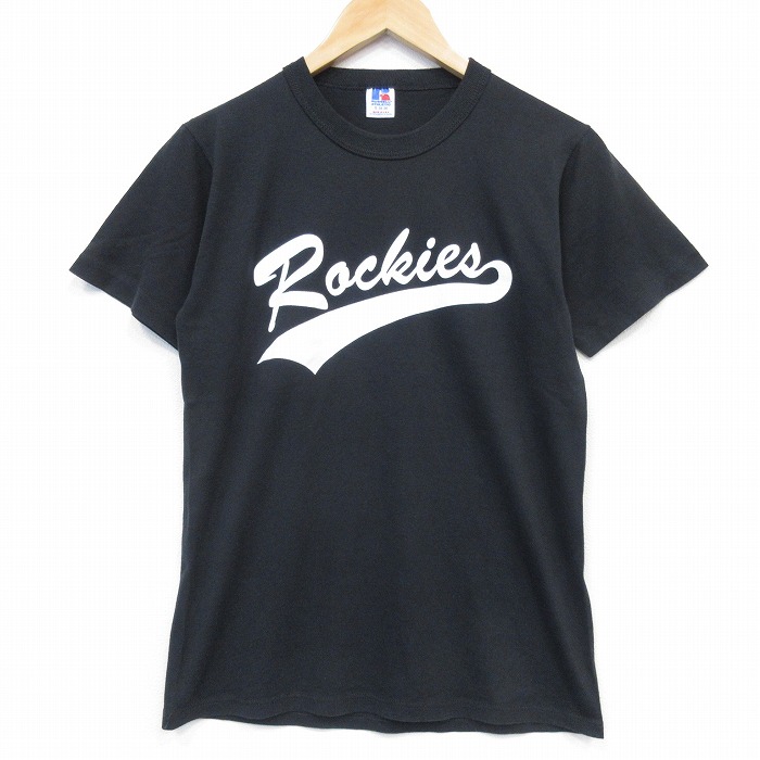 ラッセル 90s 半袖Tシャツ Rockies ブラック メンズS相当 | 古着