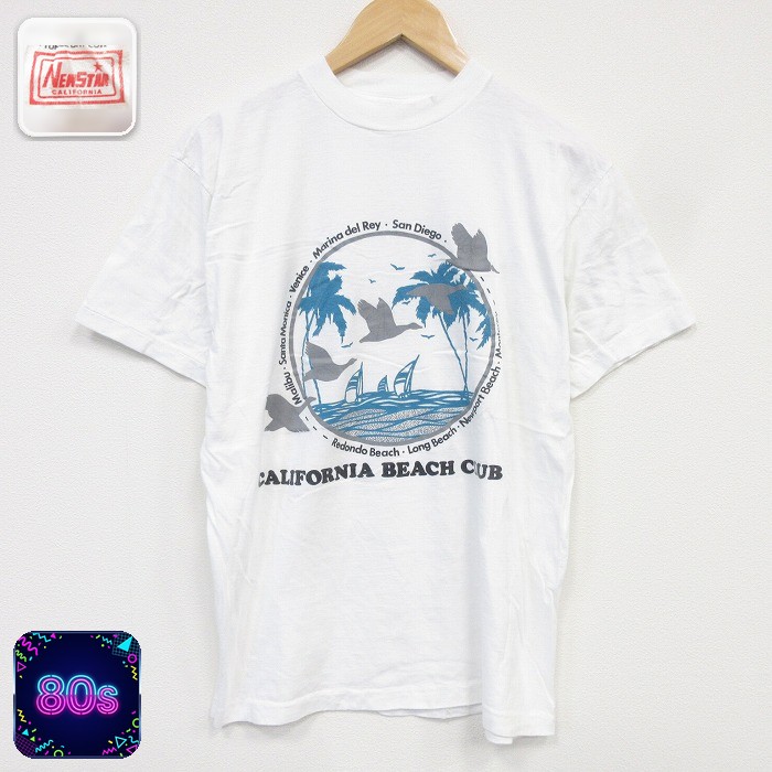 80s 半袖Tシャツ カリフォルニアビーチ ホワイト メンズM相当 | 古着