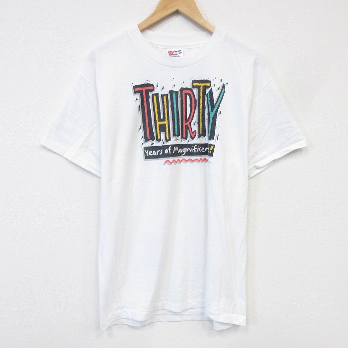 ヘインズ 90s 半袖Tシャツ THIRTY ホワイト メンズL相当 | 古着