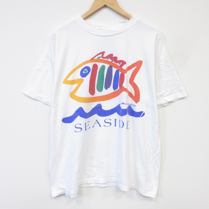 80s 半袖Tシャツ 魚 ホワイト メンズXL相当 | 古着