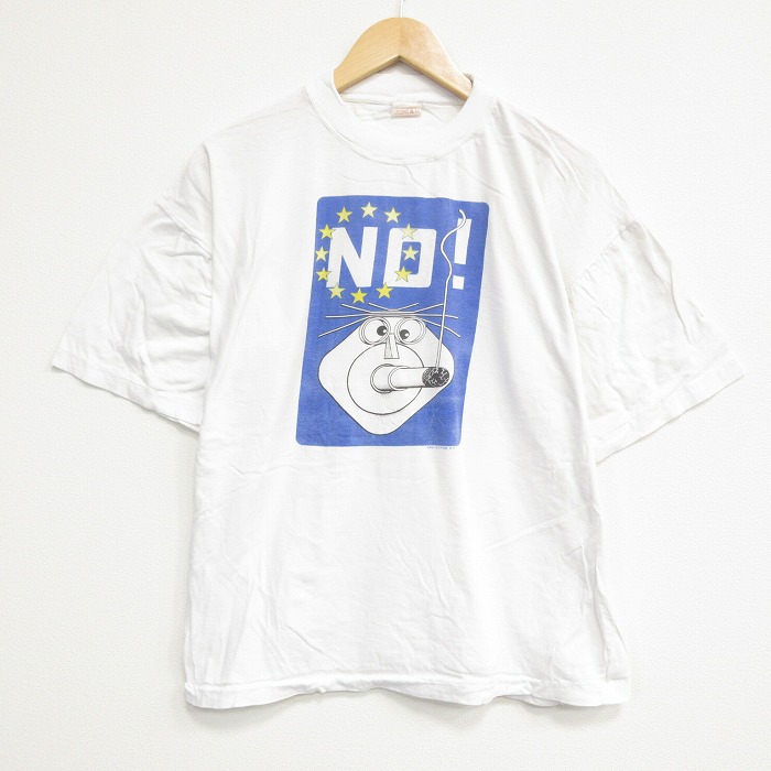 90s 半袖Tシャツ NO ホワイト メンズXL相当 | 古着