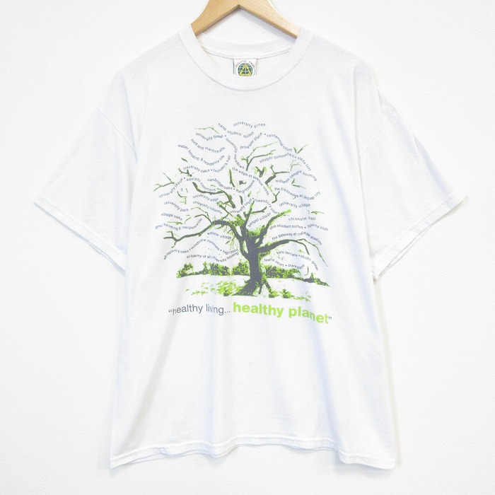 90s 半袖Tシャツ 木 ホワイト メンズXL相当 | 古着